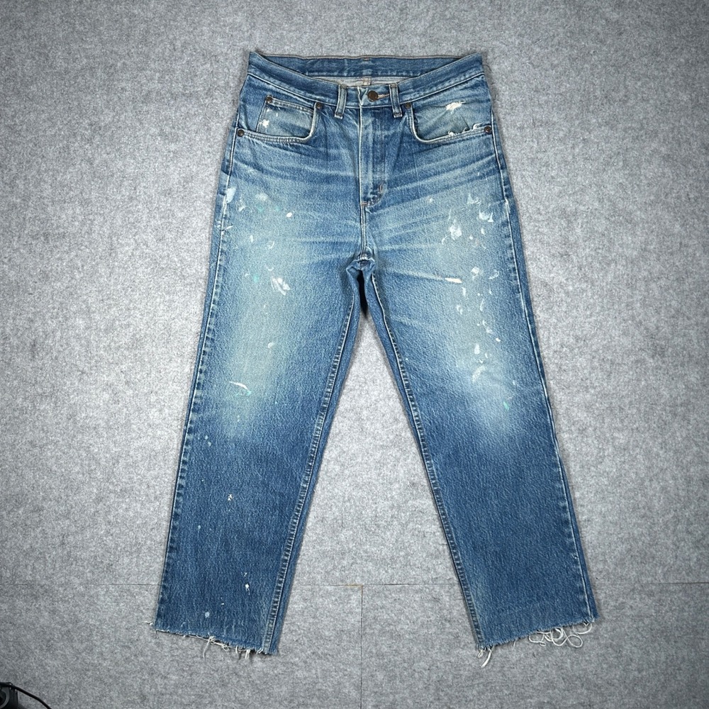 Wrangler Denim Jeans Mens 31x32 Blue 909 Vintage‎ Paint Splatter Distressed